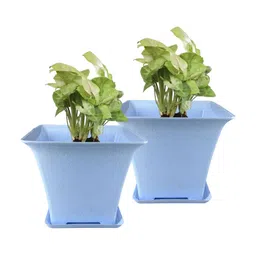 GARDEN'S NEED Orient Blue 2 Pieces Planters With Tray-image-77