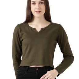 FILMODE Women Solid Round Neck Cotton Crop Top-picture-8