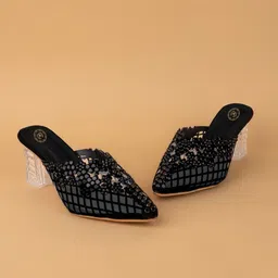 Alberto Torresi Textured Party Block Mules-image-1