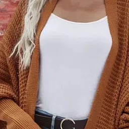 StyleCast Women Self Design Waffle Knit Open Front Cardigan Sweater image 2