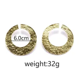 Aviksha Creations Gold-Plated Stainless Steel Circular Shaped Brass Big Hoop Earrings image 3