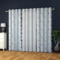 LUZDECOR Silver-Toned Set of 3 Geometric Room Darkening Long Door Fashion-picture-16