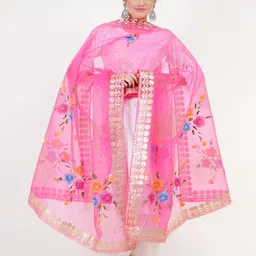 Karthav Fashion Printed Organza Dupatta with Sequinned-picture-22