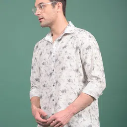 Crimsoune Club Men Classic Fit Floral Printed Spread Collar Cotton Casual Shirt image 1