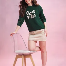 DressBerry Ribbed Pullover with Typography Applique Detail image 4