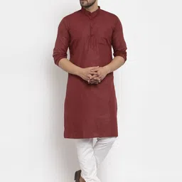 Attigo Men Mandairan Coller Thread Work Kurta-image-36