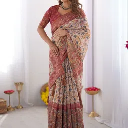 ALMAARI FASHION Ethnic Motifs Printed Pure Cotton Jamdani Saree-picture-25