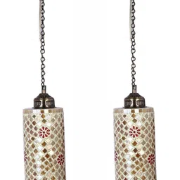 1ST TIME White & Pink Printed Cylinder Self Assembly Ceiling Lamp image 2