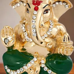 Kulin Resin God Appu Ganesh Showpiece with Green Embellished Dhoti image 3