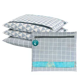 Kuber Industries Grey & White Set of 4 Printed Cotton Regular Saree Cover Organisers-picture-13