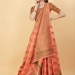VS MALL Ethnic Motifs Zari Pure Cotton Banarasi Saree image 2