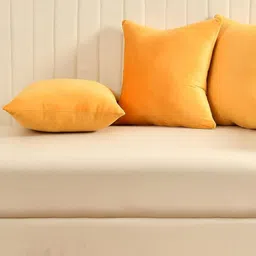 Yellow Weaves Yellow Set of 3 Velvet Square Cushion Covers-image-87