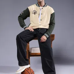 PRONK Men Varsity Embroidered Bomber Jacket image 5