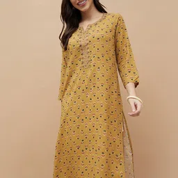 Melange by Lifestyle Women Geometric Printed Flared Sleeves Mirror Work Kurta-image-42