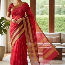 Aalinganam Woven Design Zari Organza Handloom Fashion Saree-picture-26