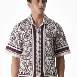 Jack & Jones Men Oversized Fit Floral Printed Spread Collar Pure Cotton Casual Shirt-picture-35