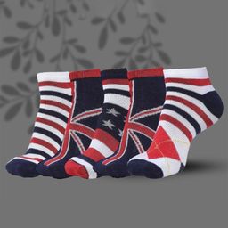 MJE Men Pack Of 5 PatternedAnkle Length Socks-image-76