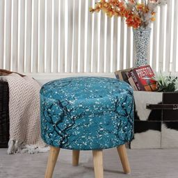 Shadowkart Blue & Black Wooden Mudda Pouffe Ottoman-picture-10