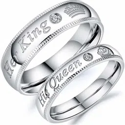 J.S ENTERPRISES Unisex Set of 2 Stainless Steel Couple Finger Ring-picture-34