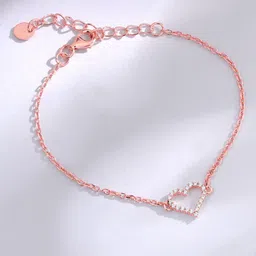 GIVA Kid's 925 Silver Rose Gold-Plated Heart Shaped Zircons Studded Anklets-image-41