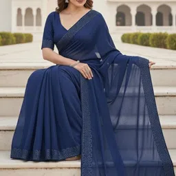 Moda Rapido Embellished Zari Poly Georgette Heavy Work Saree image 2