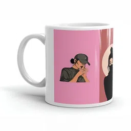 Mr UVD White & Pink Graphic Printed Ceramic Matte Mug 350 ml-picture-39