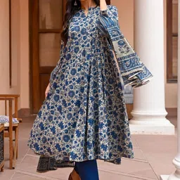 BAPS Women Floral Printed Regular Kurta with Trousers & With Dupatta image 5