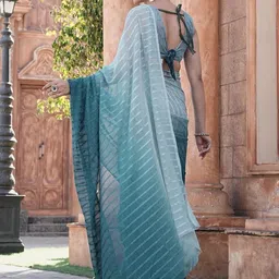 GHAN SALS Ombre Striped Saree With Unstithced Blouse Piece image 2