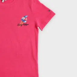 Tommy Hilfiger Girls Brand Logo Printed Cotton Short Sleeves T-shirt image 3