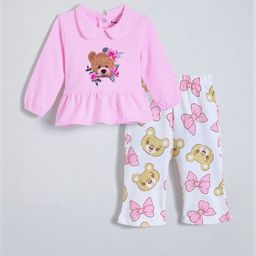 Hopscotch Girls Bear & Bows Printed Clothing Set-picture-7