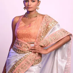 WowmaniaHandloomCollection Embellished Embroidered Pure Silk Heavy Work Saree image 4