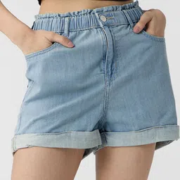The Souled Store Women Denim Relaxed Fit Mid-Rise Shorts-picture-24
