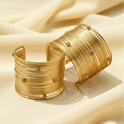 ORANGENYSHA Women 2 American Diamond Handcrafted Gold-Plated Bangle-Style Bracelet-image-5