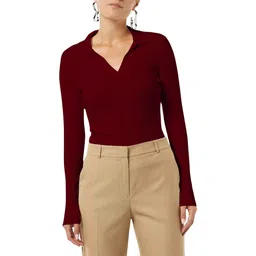 Maheshvi Ribbed Shirt Collar Fitted Top-picture-16