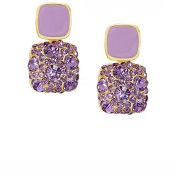 Anouk Gold Plated Artificial Stones Studded And Pearls Beaded Square Korean Drop Earrings image 3