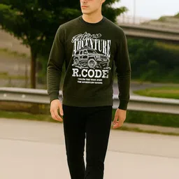 R.Code by The Roadster Life Co. Men Graphic Printed Round Neck Pullover Sweatshirt image 3