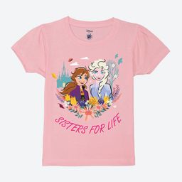 YK Disney Girls Graphic Printed Round Neck Pure Cotton T-Shirt-picture-4