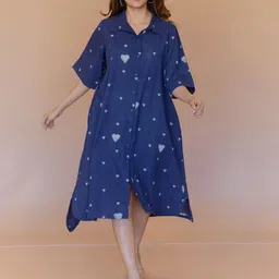 THE INDIAN ETHNIC CO Women Print Shirt Midi Dress-image-22