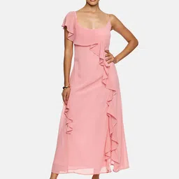 ISU Scoop Neck Ruffles Chiffon Maxi Dress-picture-36