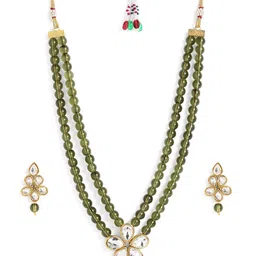 Peora Gold-Plated Stones & Beads-Studded Jewellery Set image 3