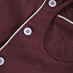 Nite Flite Unisex Solid Lapel Collar Regular Night suit image 4