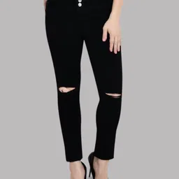 SZN Women Classic Slim Fit Mid-Rise Slash Knee Stretchable Jeans-image-79
