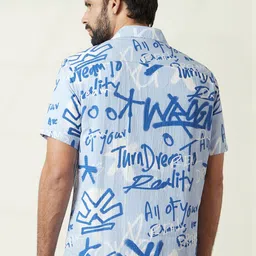 WROGN Men Comfort Fit Cuban Collar Typography Printed Casual Shirt image 3