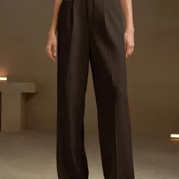 BROADSTAR Women Smart Loose Fit High-Rise Easy Wash Pleated Trousers-picture-27