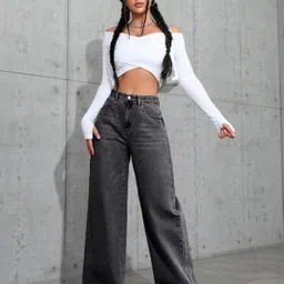 NU CLOTHS Women Jean Wide Leg High-Rise Light Fade Stretchable Jeans-picture-32