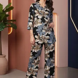Kethi Fashion Floral Printed Lapel Collar Shirt & Trousers Co-Ord Set-picture-10