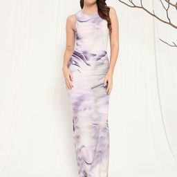 BAESD Women Tie and Dye Printed Round Neck Sheath Dress-picture-26