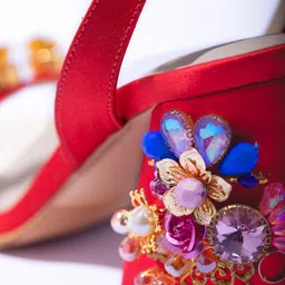 Papa Don't Preach Embellished PU Block Sandals image 5