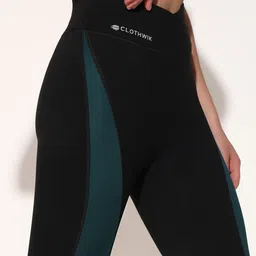 CLOTHWIK COLLECTION Colour-Blocked Ankle Length Gym Tights image 5