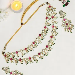 FEMMIBELLA Gold-Plated Stones Studded Jewellery Set-image-72